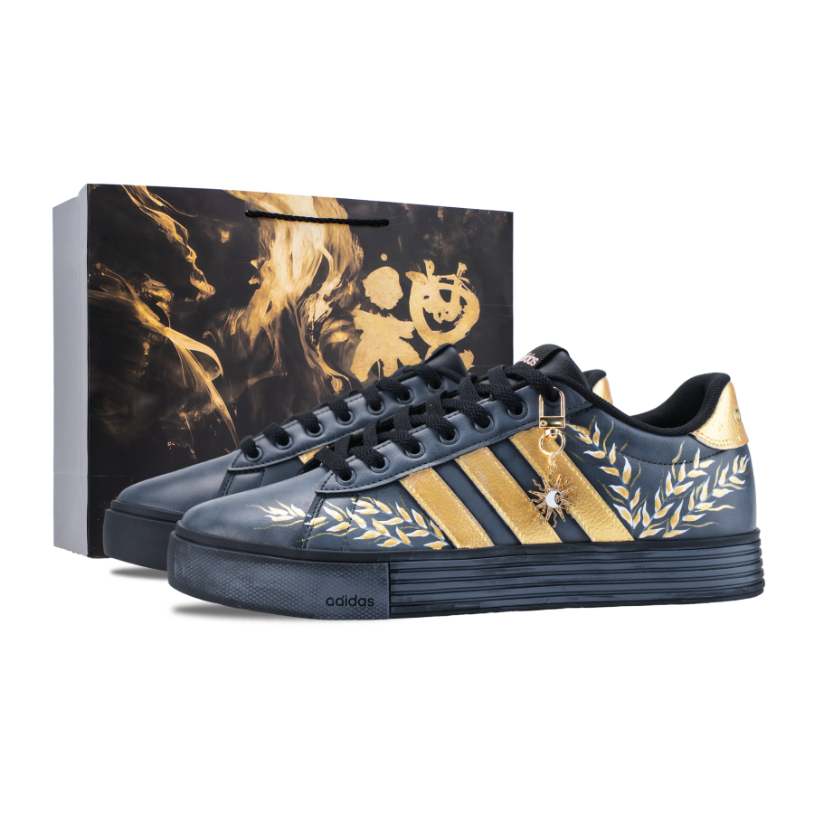 Adidas Adidas Daily Noon Wheat Saddle Abrasion Resistant Slip Resistant Low top Skateboard Shoes Unisex Gold Black
