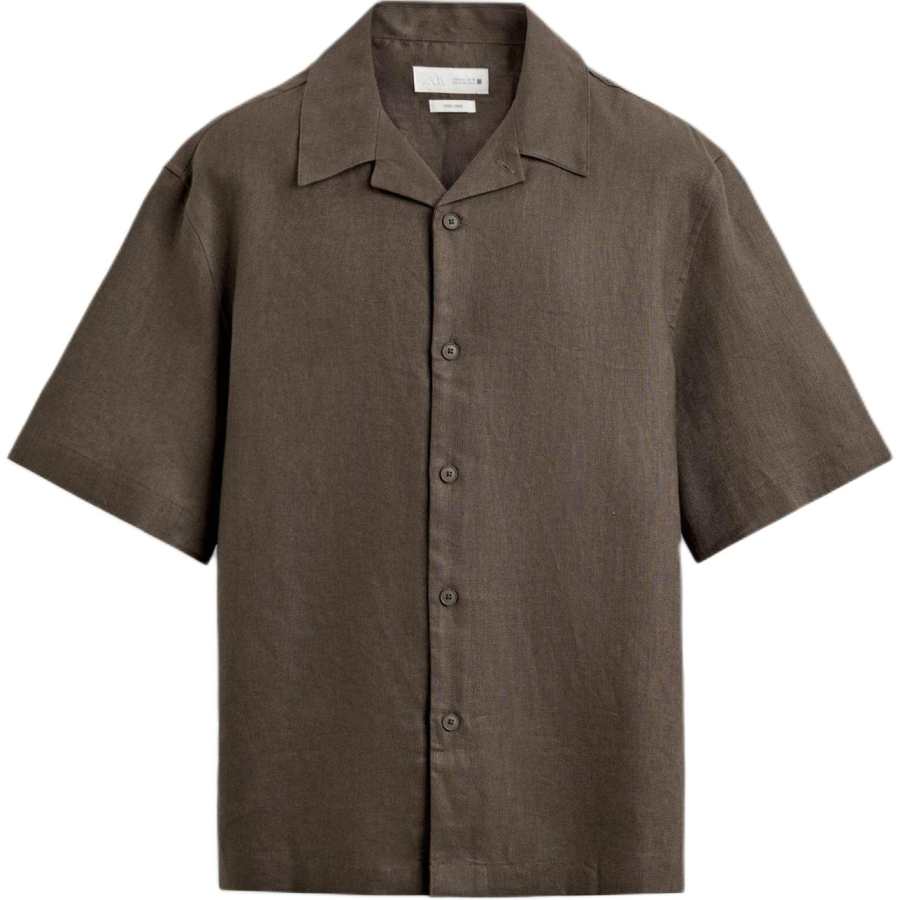 ZARA Shirts Men's Brown/Dark Taupe Cuban Collar Moderate