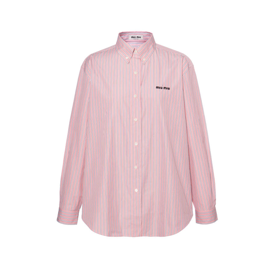 Miu Miu Logo-Embroidered Striped Shirt
