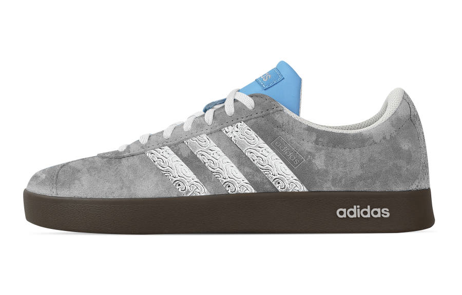 Adidas Custom Adidas VL COURT 2.0 Cement Flower Bar Low top German Army Trainers Unisex Gray