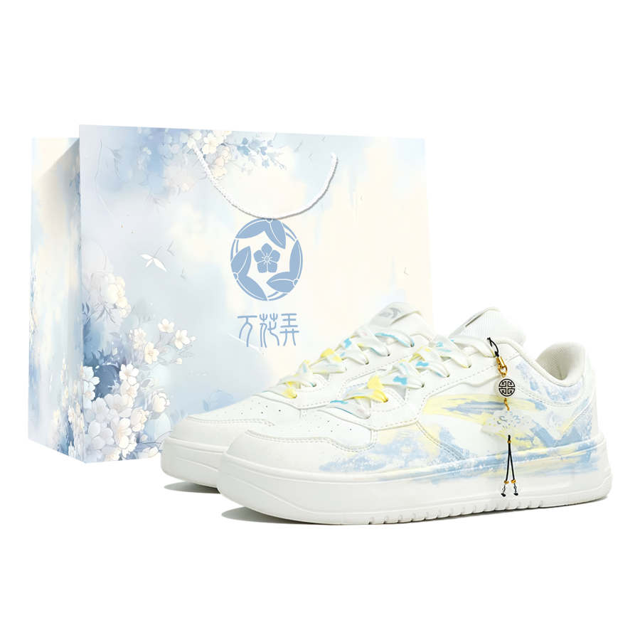 Anta Easy Coverage Slip Resistant Abrasion Resistant Low top Skateboard Shoes Unisex White Blue