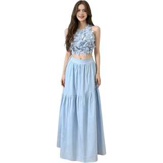 JBBCN Two Piece Skirt Sets Women's Crew Neck Thin Long