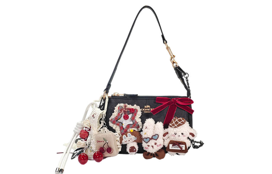 COACH Artificial Leather Shoulder Bag Small Women's Doll Party Black