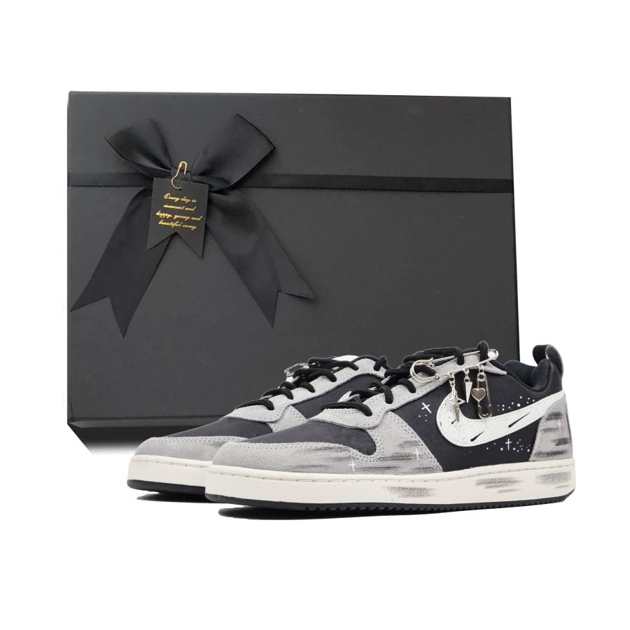 Nike Nike Court Borough Shooting Stars Exploration, Safety Field, Street, Campus Low top Skateboard Shoes Men's Gray