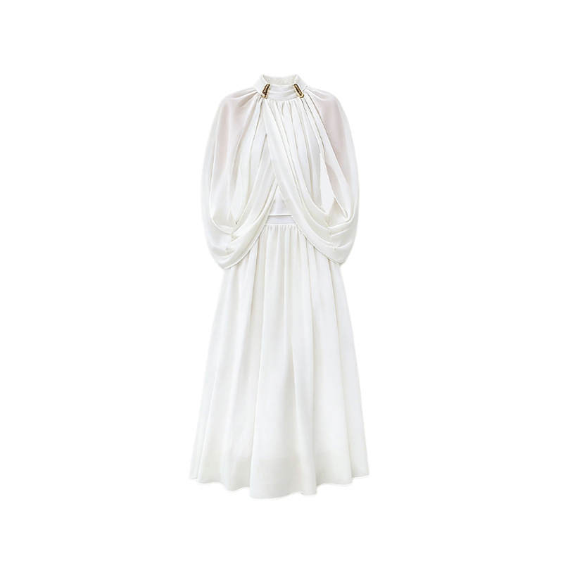 TUSHIFEI Two Piece Skirt Sets Women's Half Turtleneck Thin Long