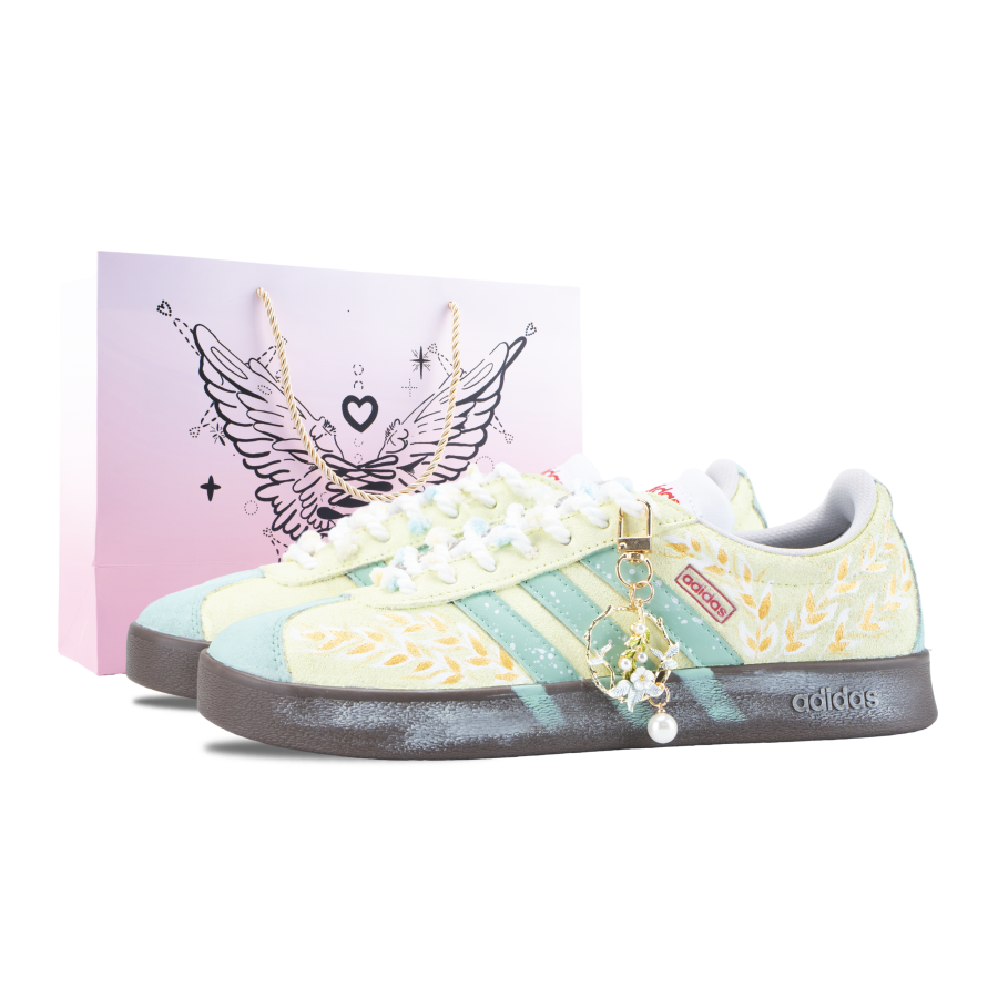 Adidas Adidas Vl Court Classic Jade Rice Song German Army Trainers Unisex Yellow Cyan