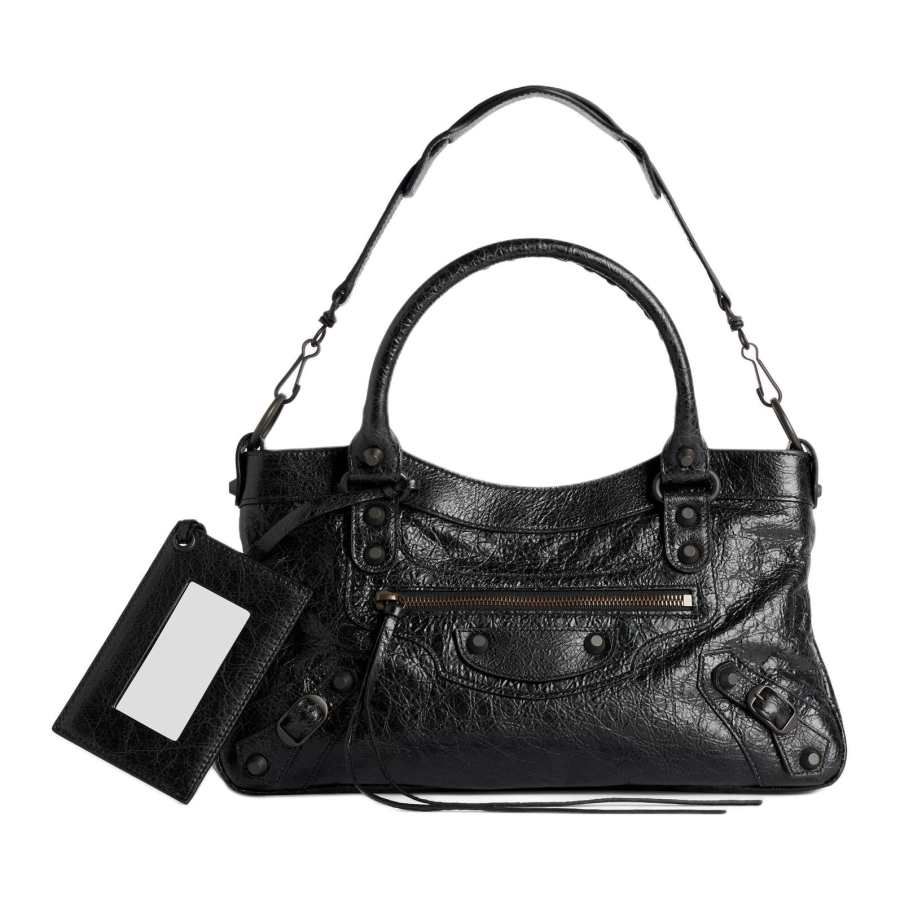 Balenciaga Le City Sheepskin Handbag Women's Black