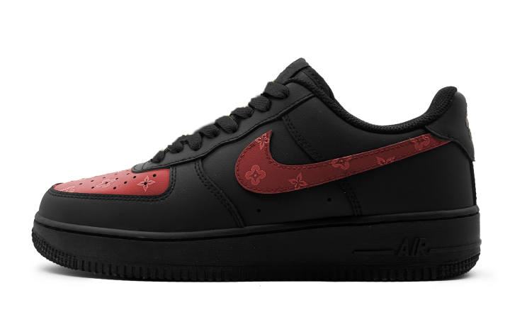 Nike Nike Air Force 1 Luxury Design Artificial Leather, Leather Low top Skateboard Shoes Men's Black Red