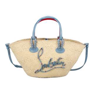 Christian Louboutin CL Cow Leather Crossbody Handbag Mini Women's Beige & Blue