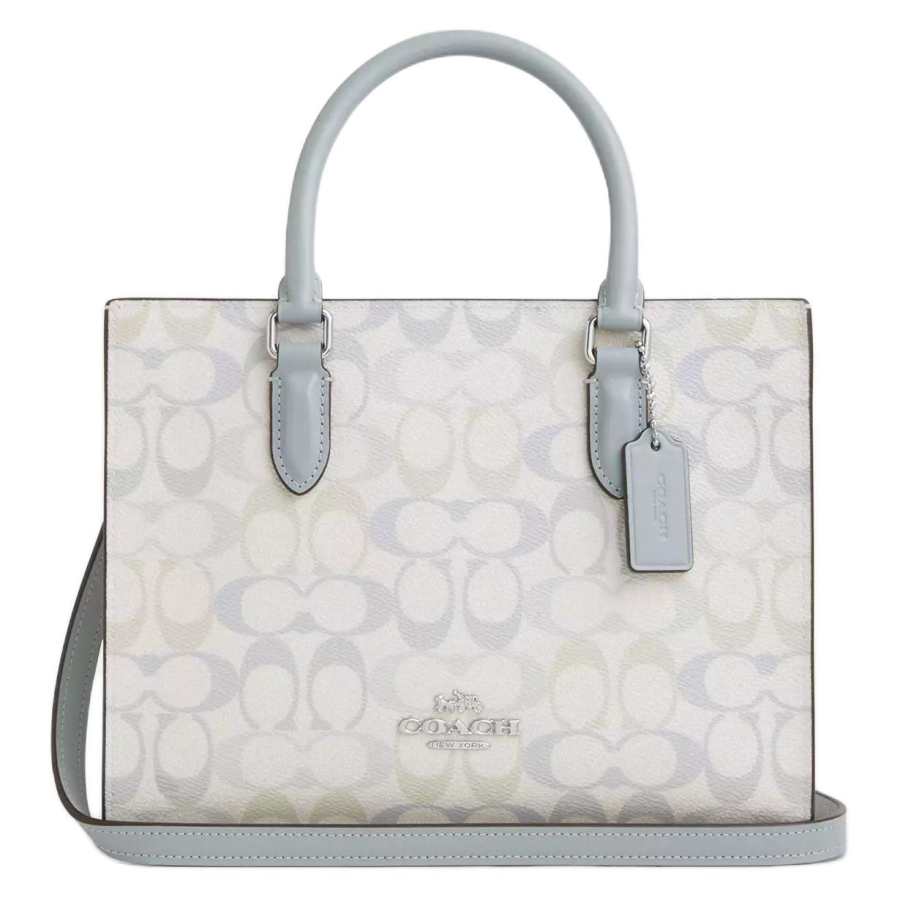 COACH Maggie Artificial Leather Tote Crossbody Handbag Medium Women's Light Blue