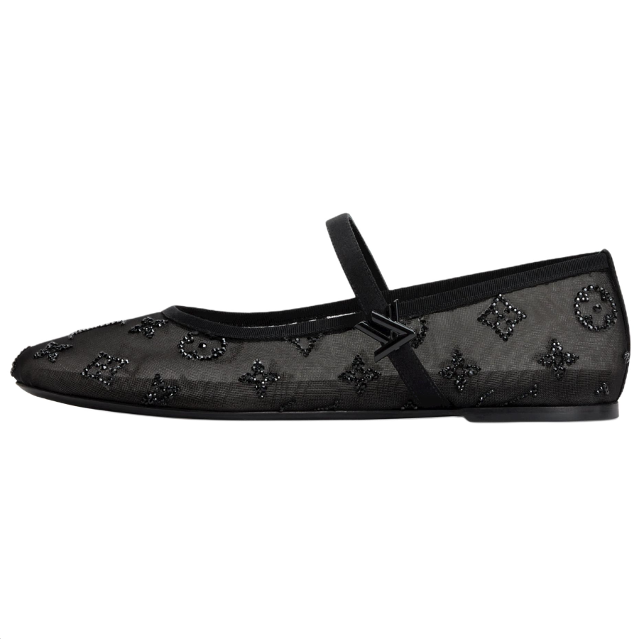 LOUIS VUITTON Romy Flat Mary Jane Shoes Women's Black