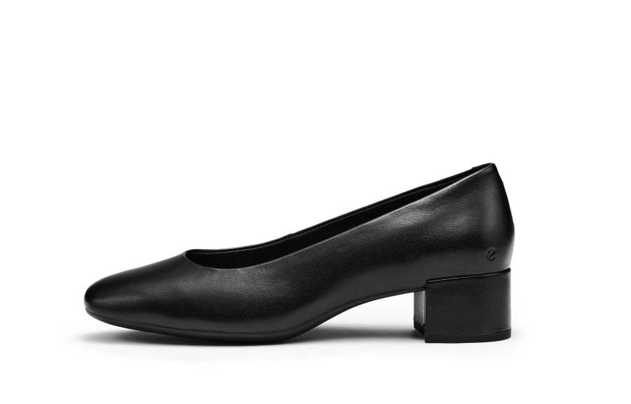 Ecco Liva 35 Leather Chunky Heel High Heels 3.5cm Women's Black