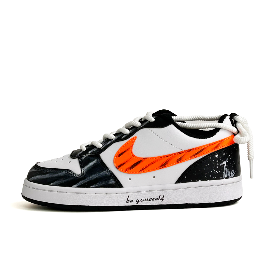 Nike Nike Court Borough 2 Leather Abrasion Resistant Low top Skateboard Shoes Black White Teenagers