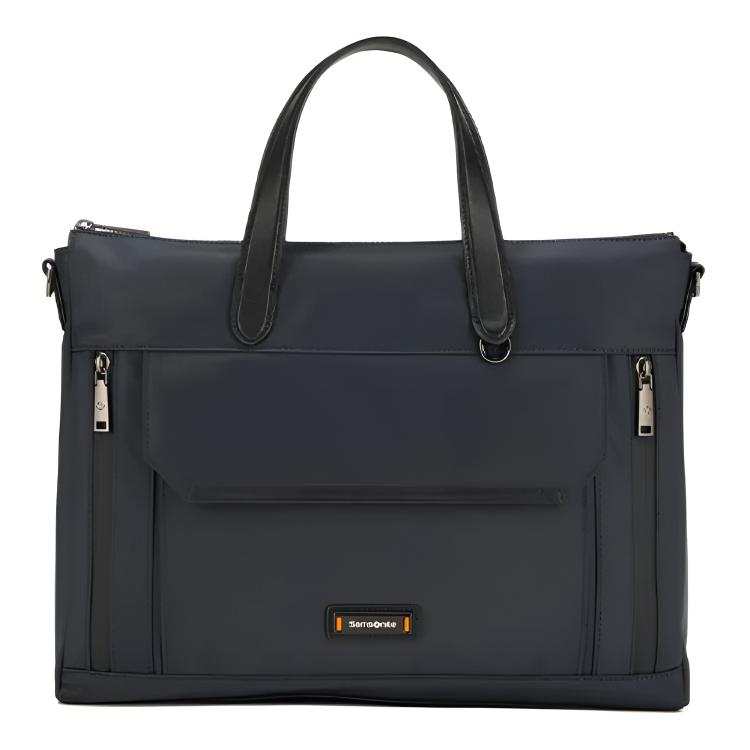 Samsonite SAMSONITE Fabric With Synthetic Leather And Cow Leather Briefcase Men's Marine Blue