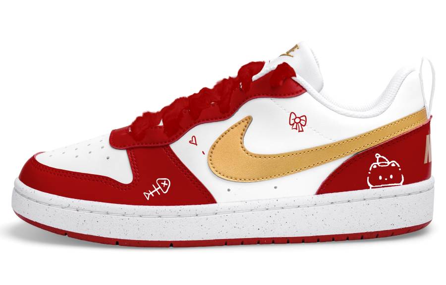 Nike Nike Court Borough 2 Low top Skateboard Shoes Unisex White Red