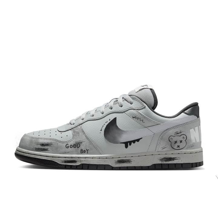 Nike Nike Big Synthetic Leather Low top Skateboard Shoes Men's Gray Black