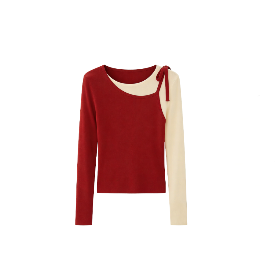 CPAURA Knitwear Women's Red Crew Neck Moderate Base Layer