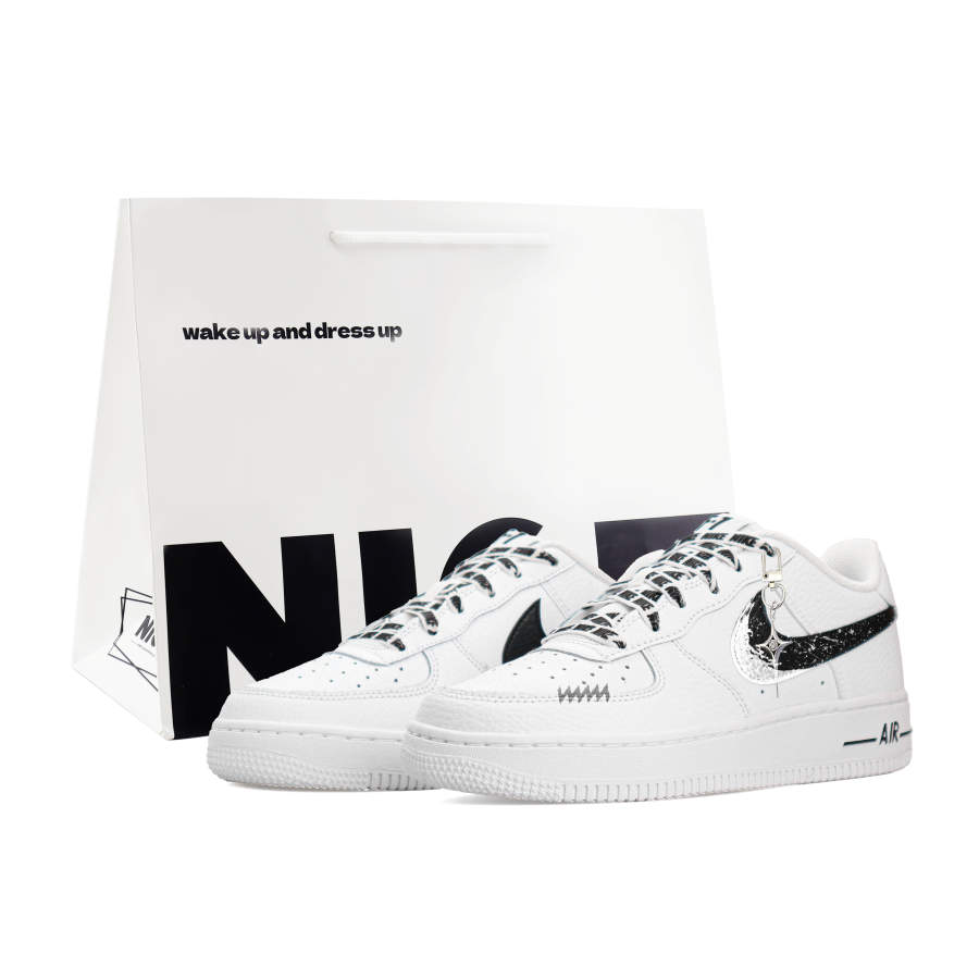 Nike Nike Air Force 1 Starry Sky Abrasion Resistant Slip Resistant Low top Skateboard Shoes Women's White Black