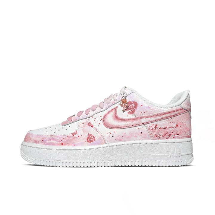 Nike Nike Air Force 1 Cow Leather Abrasion Resistant Low top Skateboard Shoes Men's Pink
