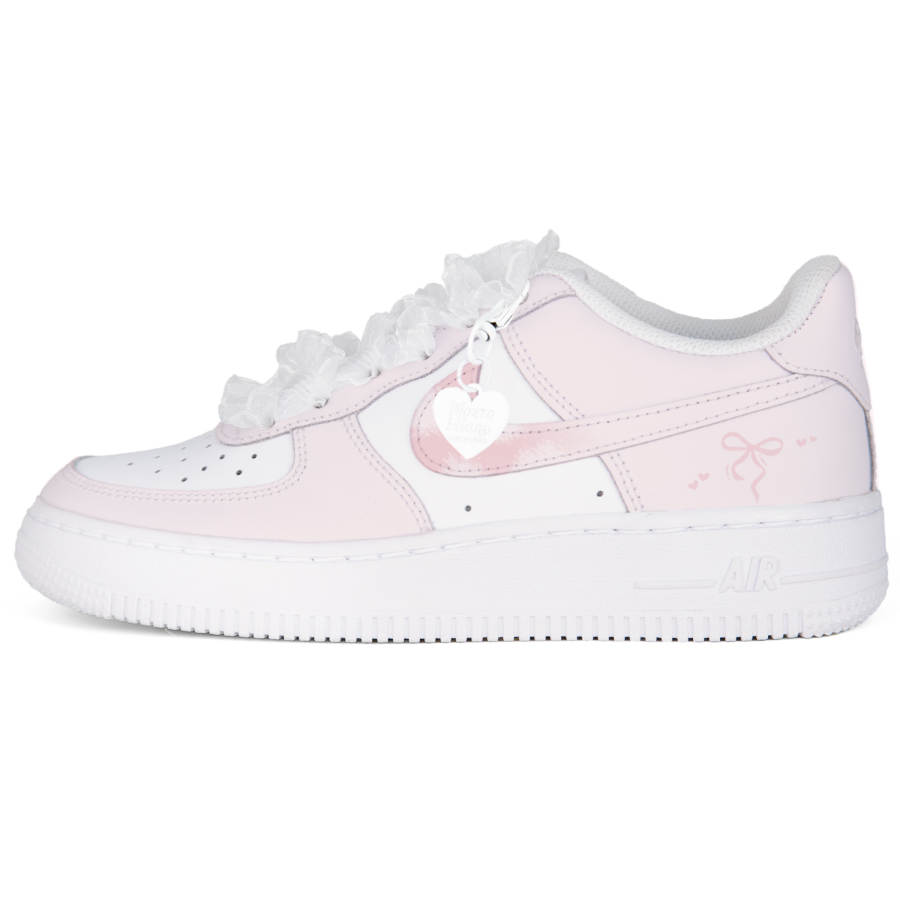 Nike Nike Air Force 1 White Air Force 1, Pink Lace Minimalist Style Abrasion Resistant Low top Skateboard Shoes Unisex
