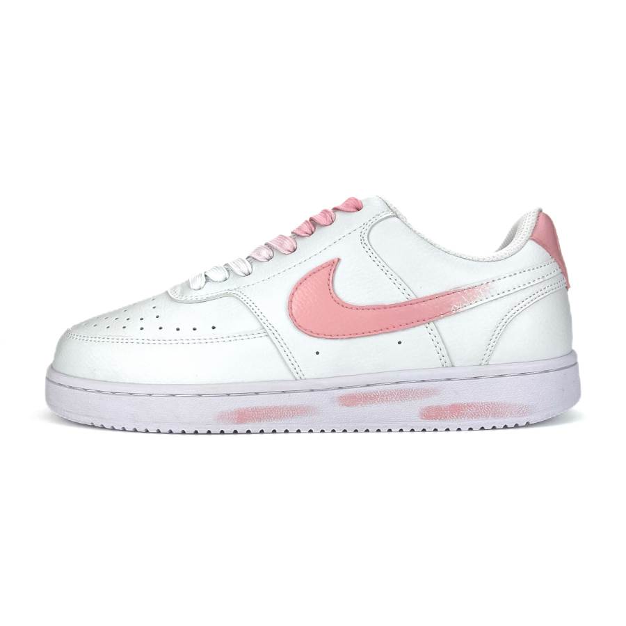 Nike Nike Court Vision 1 Pink Trail Breathable And Slip Resistant Low top Skateboard Shoes Unisex White Pink