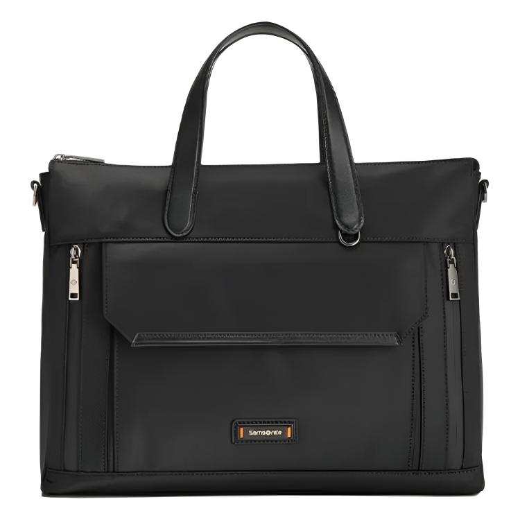 Samsonite SAMSONITE Fabric With Synthetic Leather And Cow Leather Briefcase Men's Black
