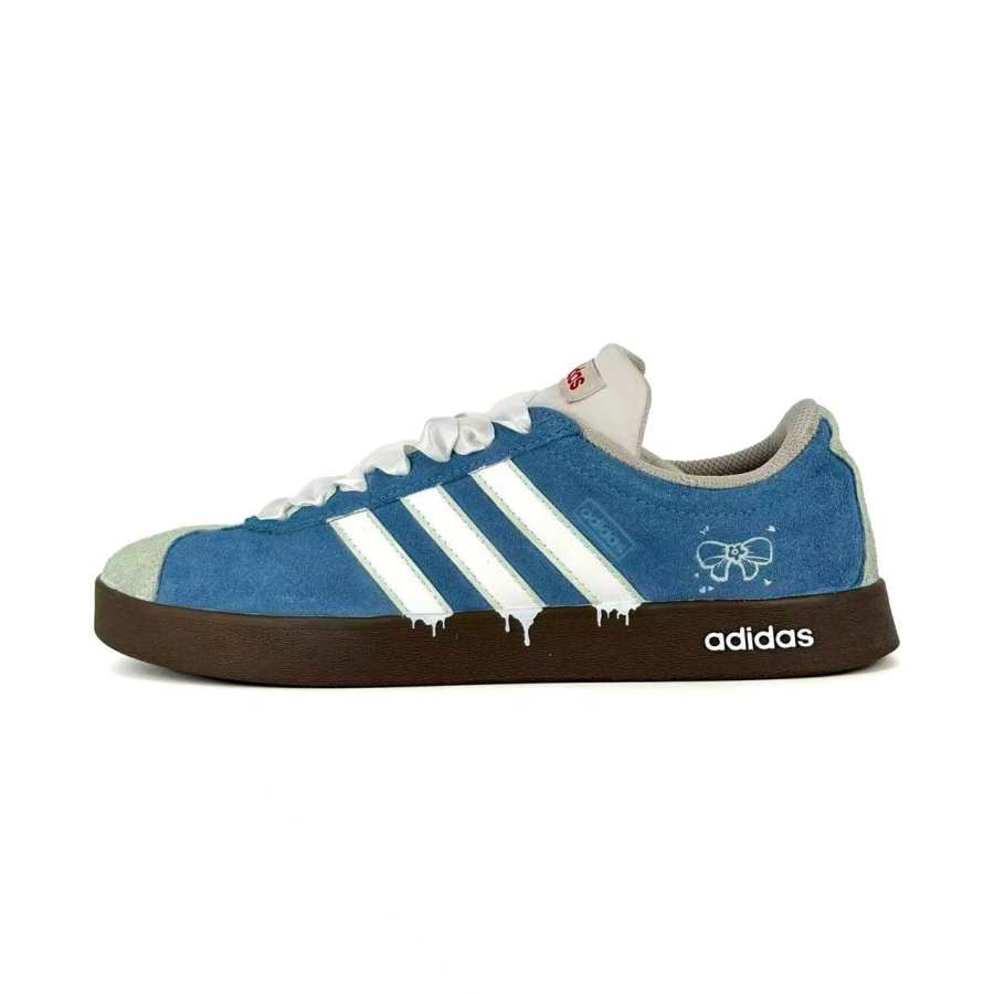 Adidas Adidas VL COURT 2.0 Dusty Blue Secrets Cushioning Abrasion Resistant Low top Skateboard Shoes Unisex Sky Blue