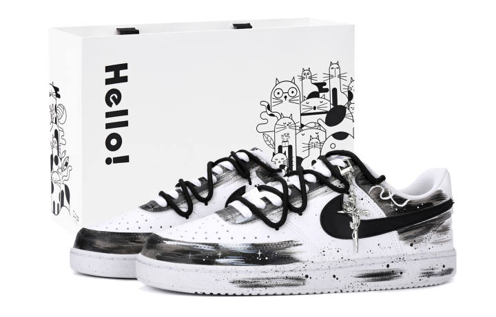 Nike Nike Court Vision 1 Artificial Leather Low top Skateboard Shoes Men's Black White