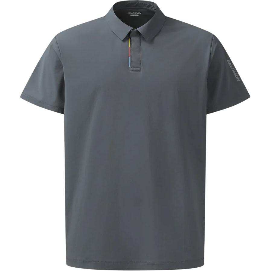SALOMON UNI Polo Shirts Unisex Gray Polo Collar Moderate Straight Fit