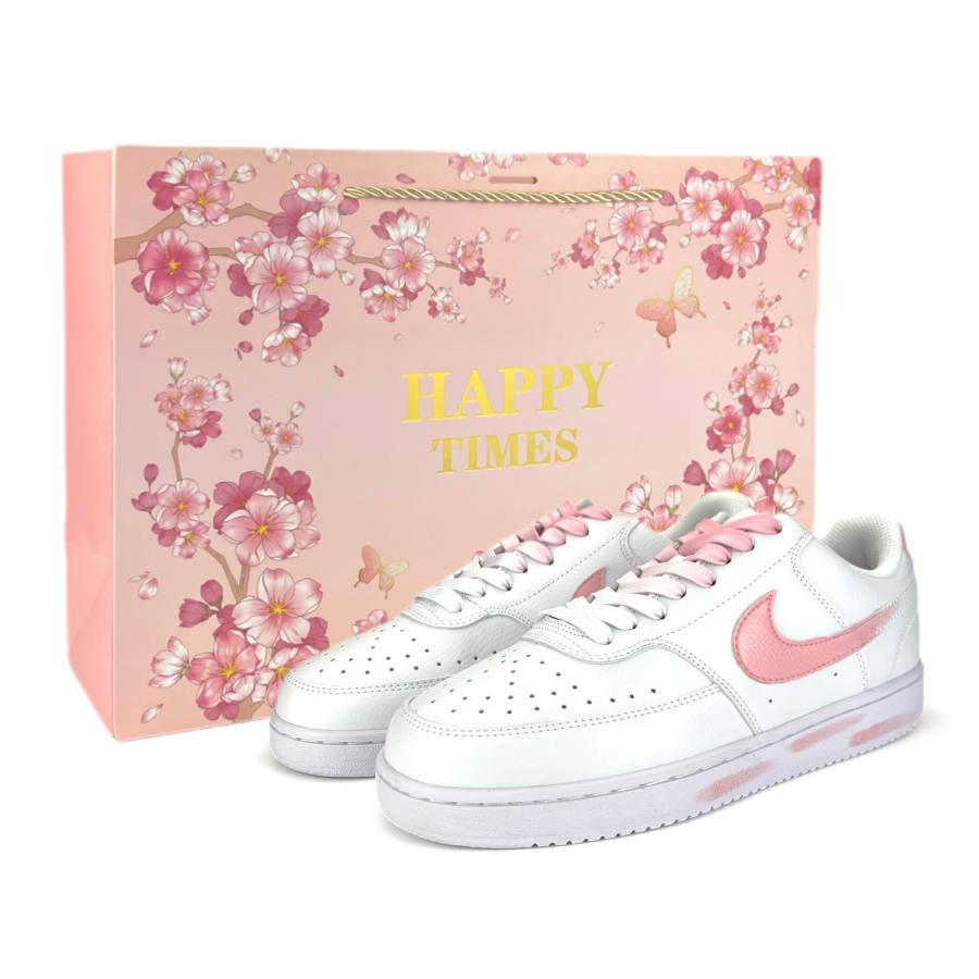 Nike Nike Court Vision 1 Pink Trail Breathable And Slip Resistant Low top Skateboard Shoes Unisex White Pink Shopping Bag