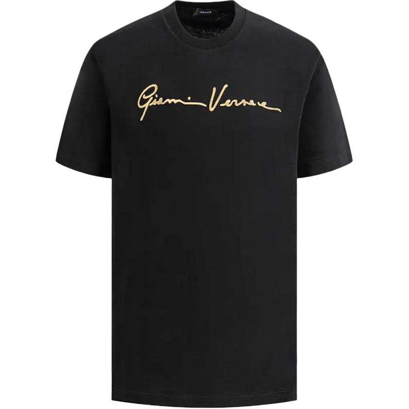 VERSACE T Shirts Men's Black Crew Neck Moderate Straight Fit