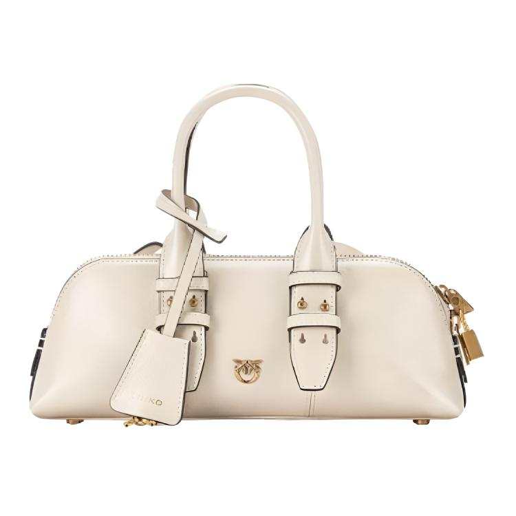 PINKO Cow Leather One Shoulder Handbag Women's White