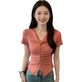 VENICEW T Shirts Women's Lapel