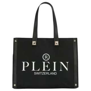 PHILIPP PLEIN Fabric With Cow Leather Tote Handbag Women's Black