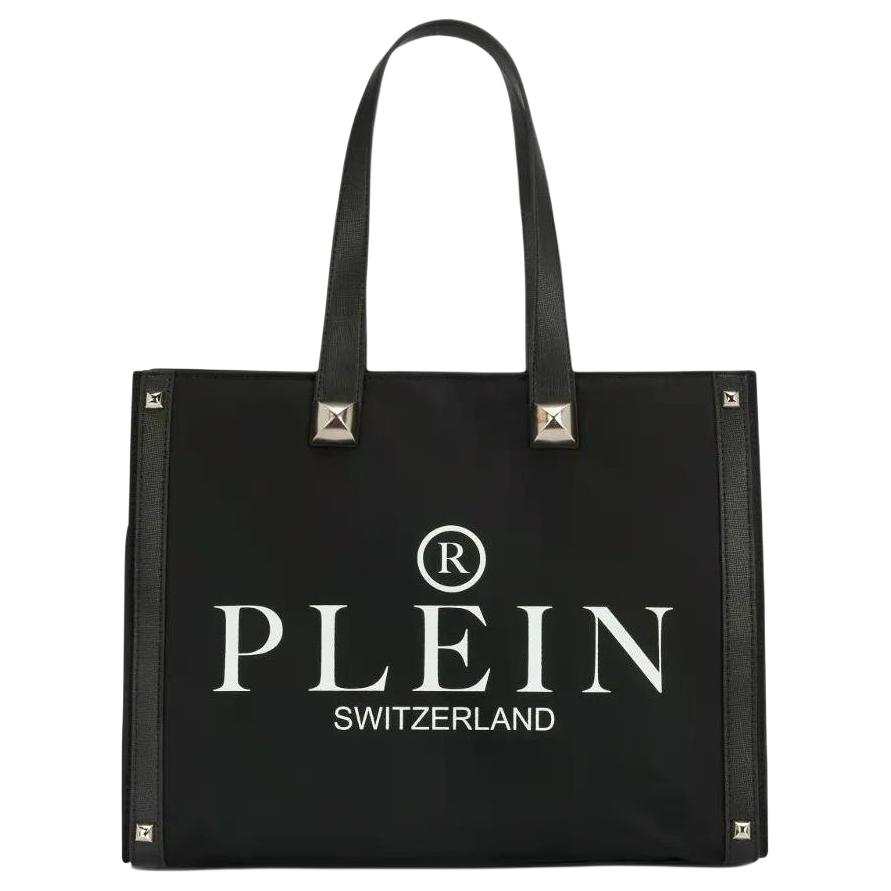 PHILIPP PLEIN Fabric With Cow Leather Tote Handbag Women's Black