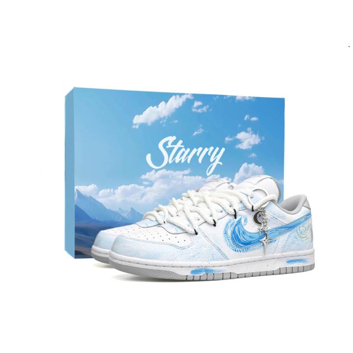 Nike Nike Big WAO Slip Resistant, Abrasion Resistant, Height Increasing Low top Skateboard Shoes Men's White Blue