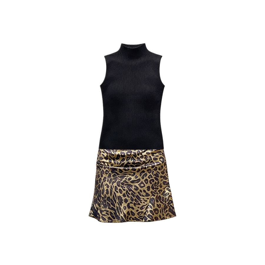 TUSHIFEI Two Piece Skirt Sets Women's Half Turtleneck Moderate Short