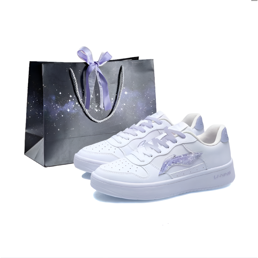 Li-Ning Li Ning Floating Boat Starry Purple, Shopping Bag Abrasion Resistant Slip Resistant Low top Skateboard Shoes Women's