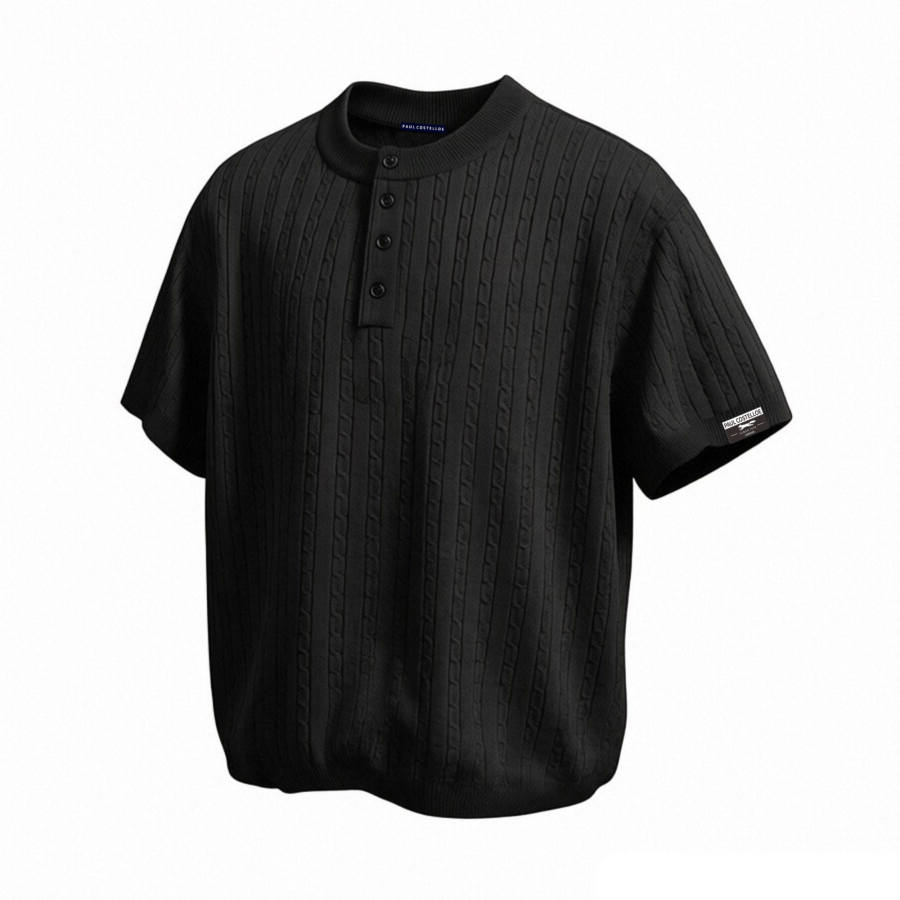 PAUL COSTELLOE T Shirts Unisex Henry Collar Thickened Straight Fit