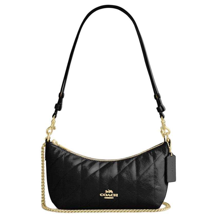 COACH COACH Cow Leather Shoulder Bag Medium Women's Black