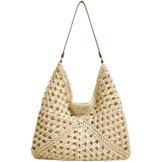 Tonlion Straw Woven One Shoulder Bag Ecru