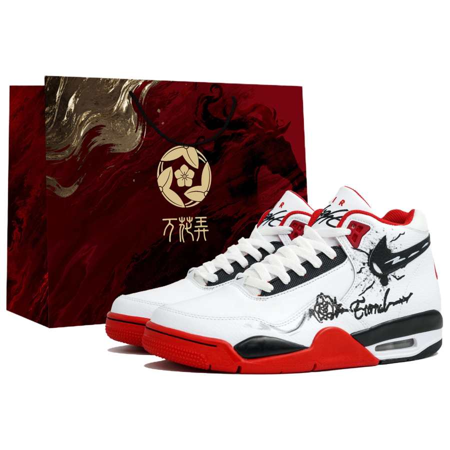 Nike Nike Flight Legacy Slip Resistant Abrasion Resistant Mid top Vintage Basketball Shoes Unisex Red White