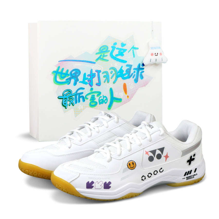 YONEX Power Cushion Cushioning Abrasion Resistant Breathable Low top Badminton Shoes Unisex White Silver