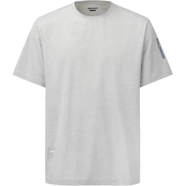 SALOMON Running T Shirts Men's Gray Silver