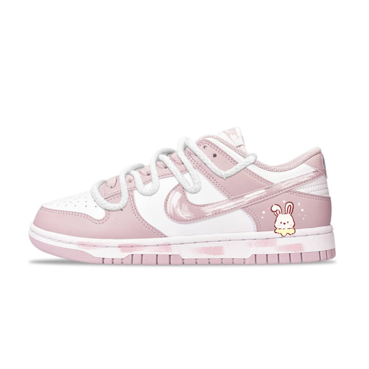 Nike Nike Dunk YDCC Soft Bunny Leather Cushioning Breathable Low top Skateboard Shoes Women's Pink White