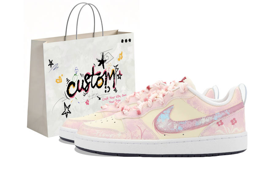 Nike Nike Court Borough Pink Floral Flower Sea, Dopamine Dressing Small Flower Slip Resistant Abrasion Resistant Low top