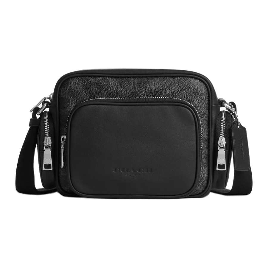 COACH Fletcher Cow Leather With Artificial Leather Camera Bag Crossbody Bag Small Men's Black