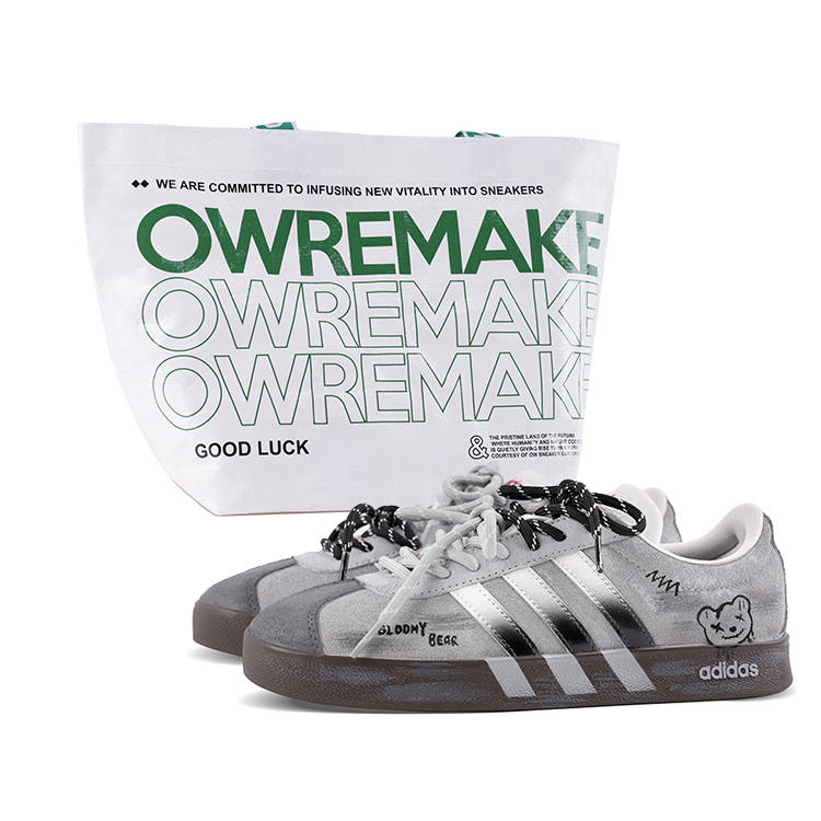 Adidas Adidas VL COURT 2.0 Leather Cushioning Abrasion Resistant Low top Skateboard Shoes Unisex Gray Black