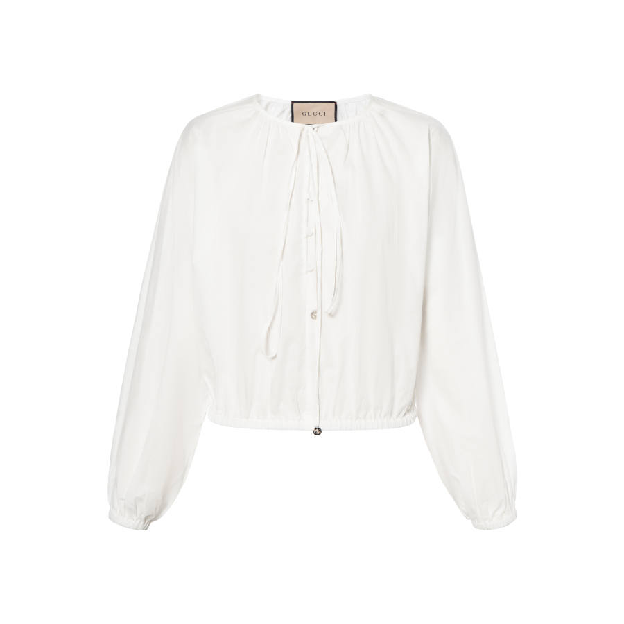 GUCCI Shirts Women's Ecru V Neck Moderate