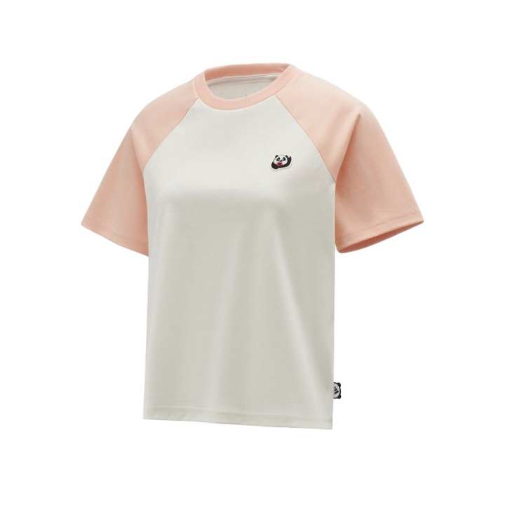 Adidas Adidas T Shirts Women's Ecru/Light Pink Crew Neck Moderate
